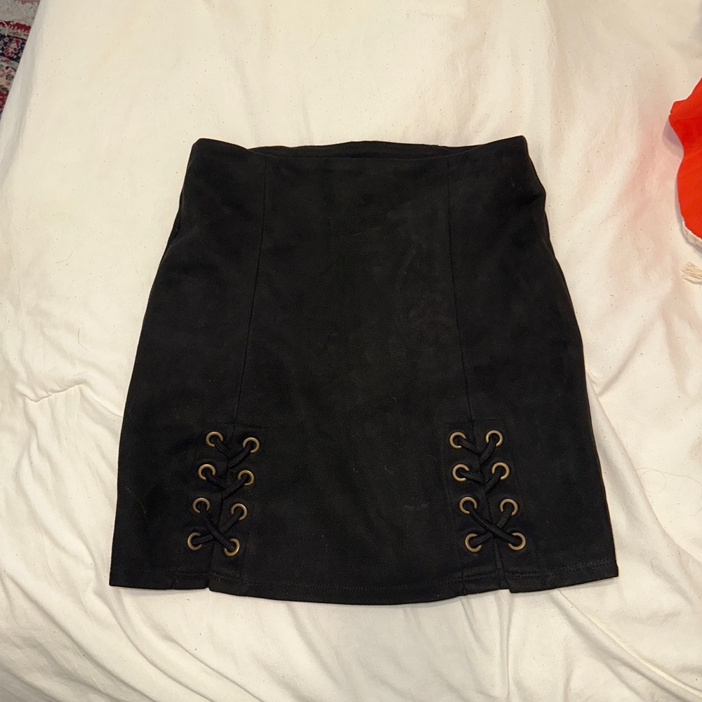Suede black skirt